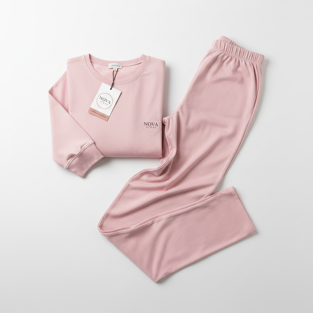 Ensemble Pyjama Coton Doux - Rose Poudré